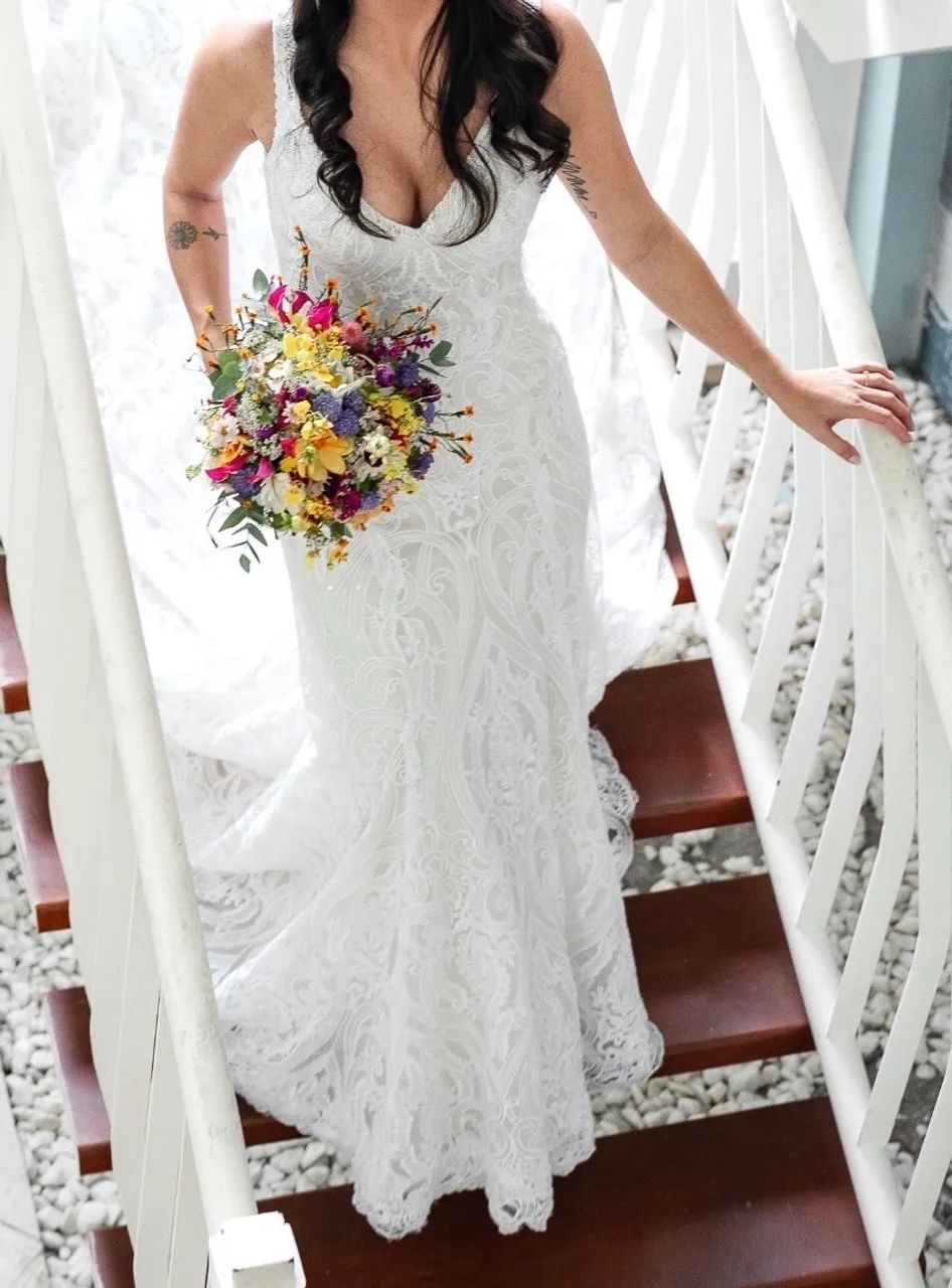Vestido de noiva rendado Casa Amarela 2
