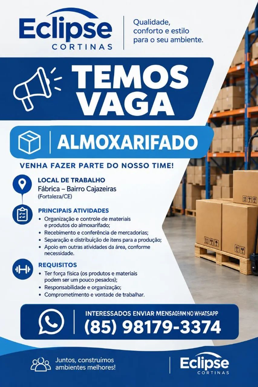 Vaga auxiliar de costura e estoque - Foto 2