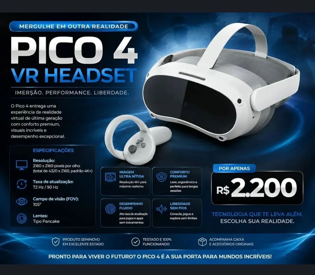 その他 pico4 128GB PICO 4 128GB VR | Pouquíssimo Usado, em excelente estado, sem