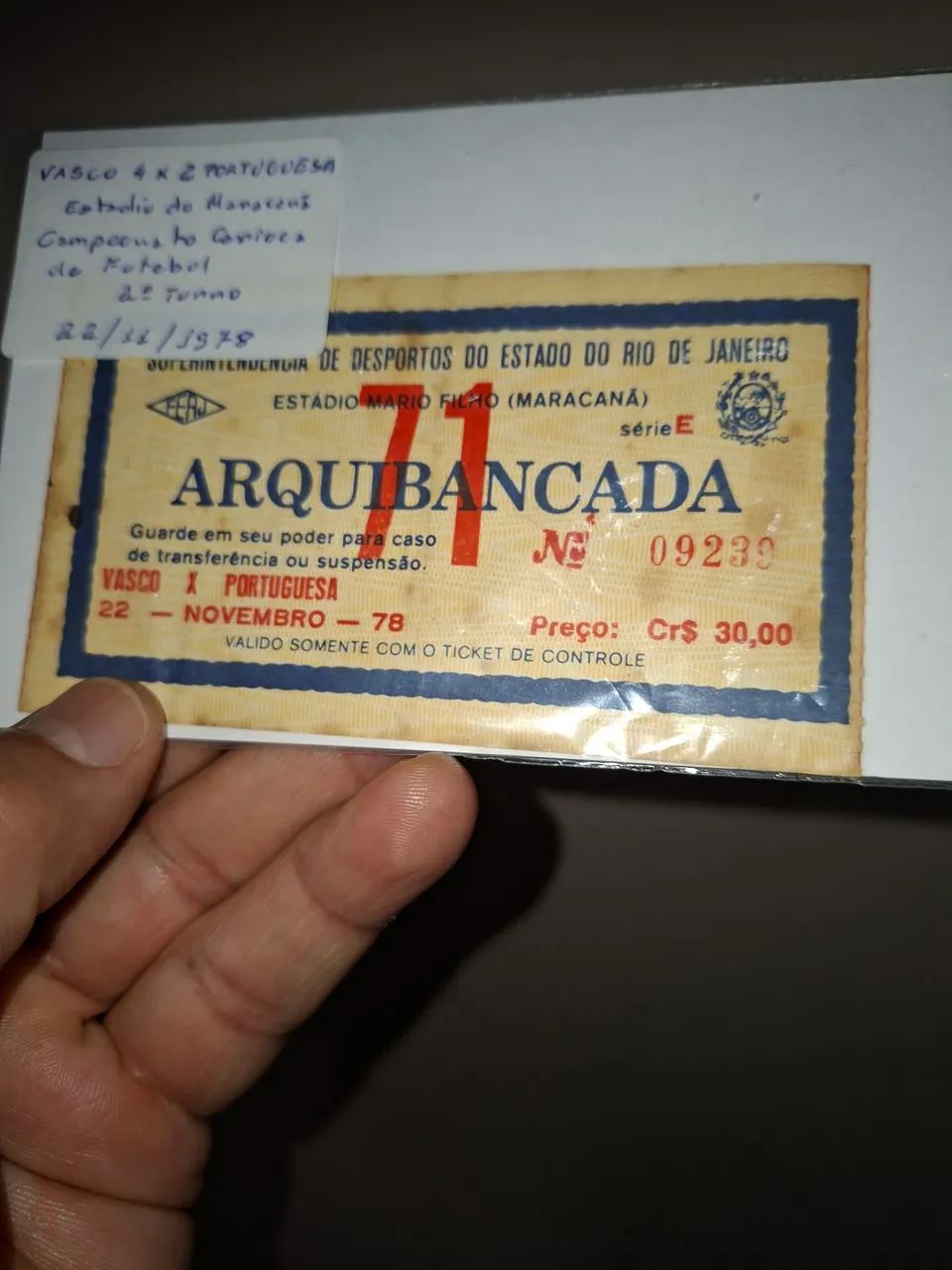 Ingresso antigo jogo Vasco X portuguesa 1978 - Foto 3