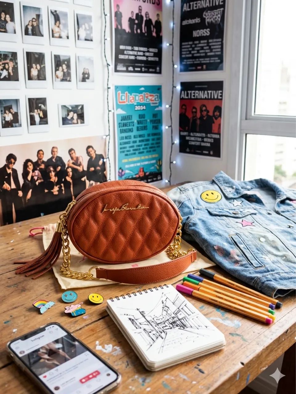 Bolsa Redonda Média Luiza Barcelos Couro Matelassê Caramelo - Nova,preço fixo.