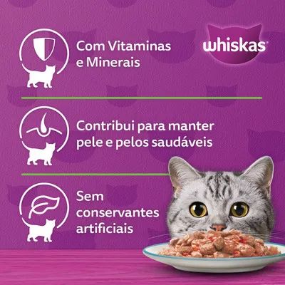 Promoção 15 Sachês ao Molho Whiskas Ração Úmida Gatos Adultos - Foto 3
