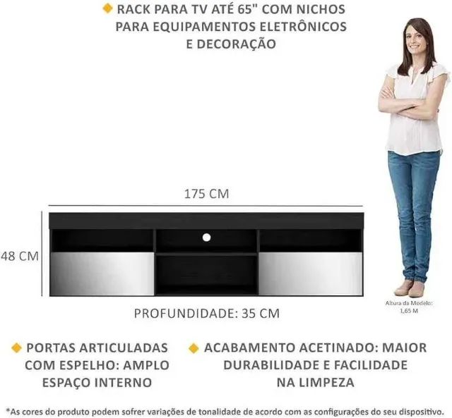 Rack de parede com 2 portas retráteis com espelho. - Foto 3