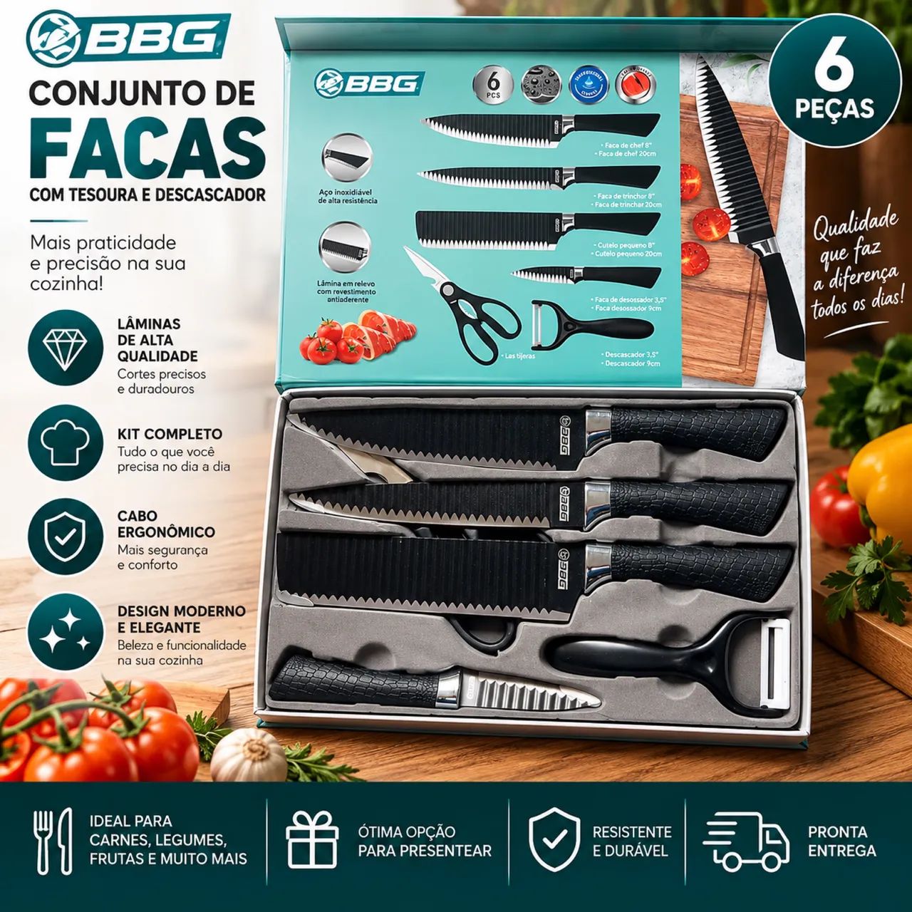 Jogo de facas elegantes 