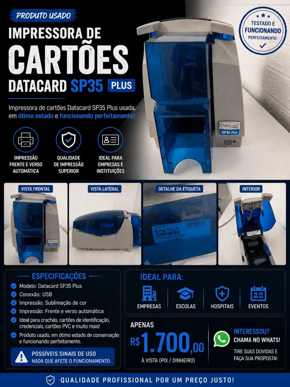 Impressora de Cartões Datacard SP35 Plus  - Foto 2