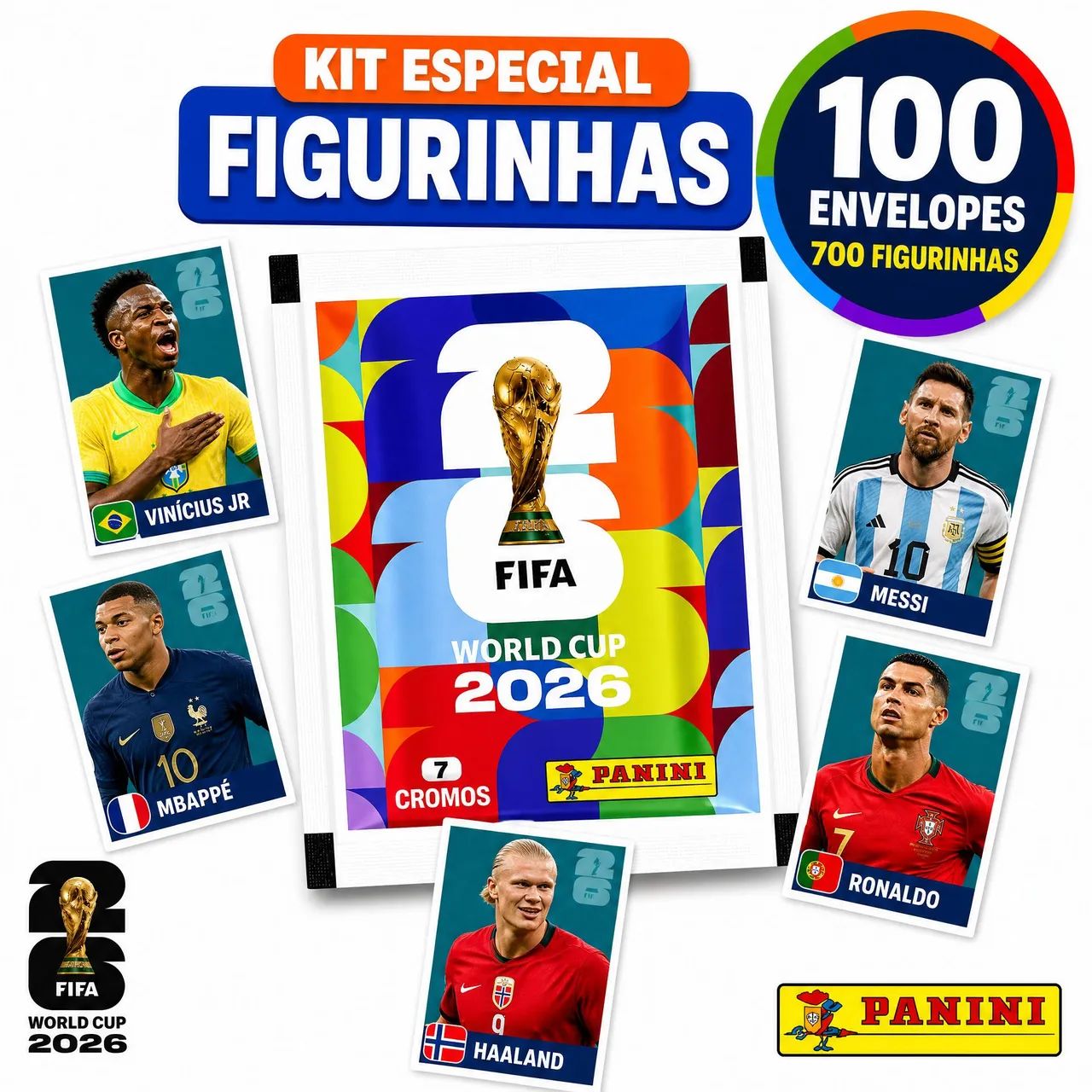 Kit 100 Envelopes figurinhas Copa do Mundo 2026 Original