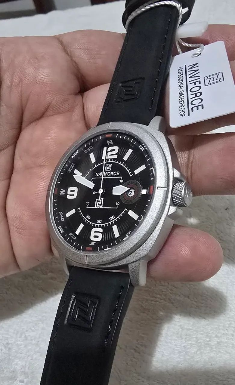Relógio da Naviforce pulseira preta de couro original  - Foto 2