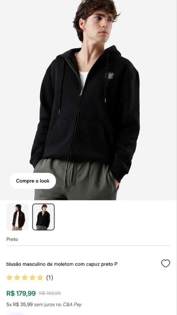 Blusão moleton masculino com capuz - Foto 5