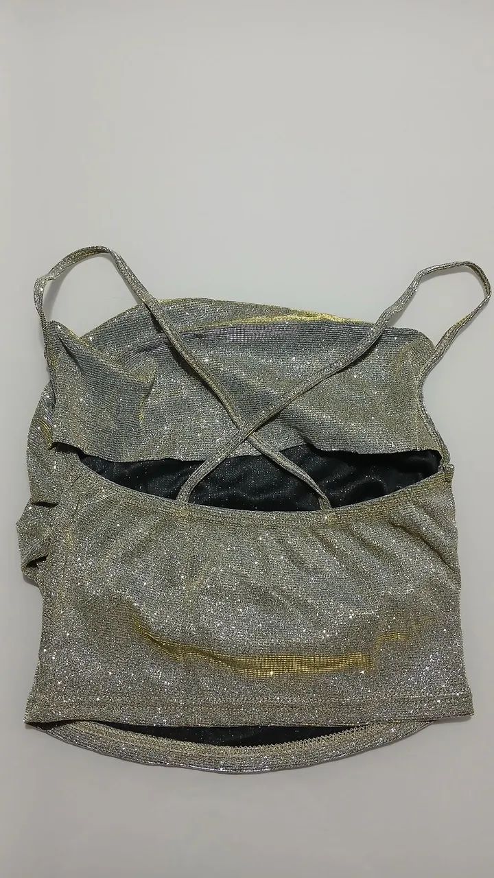 Blusa de brilho champanhe nova PP - Foto 4