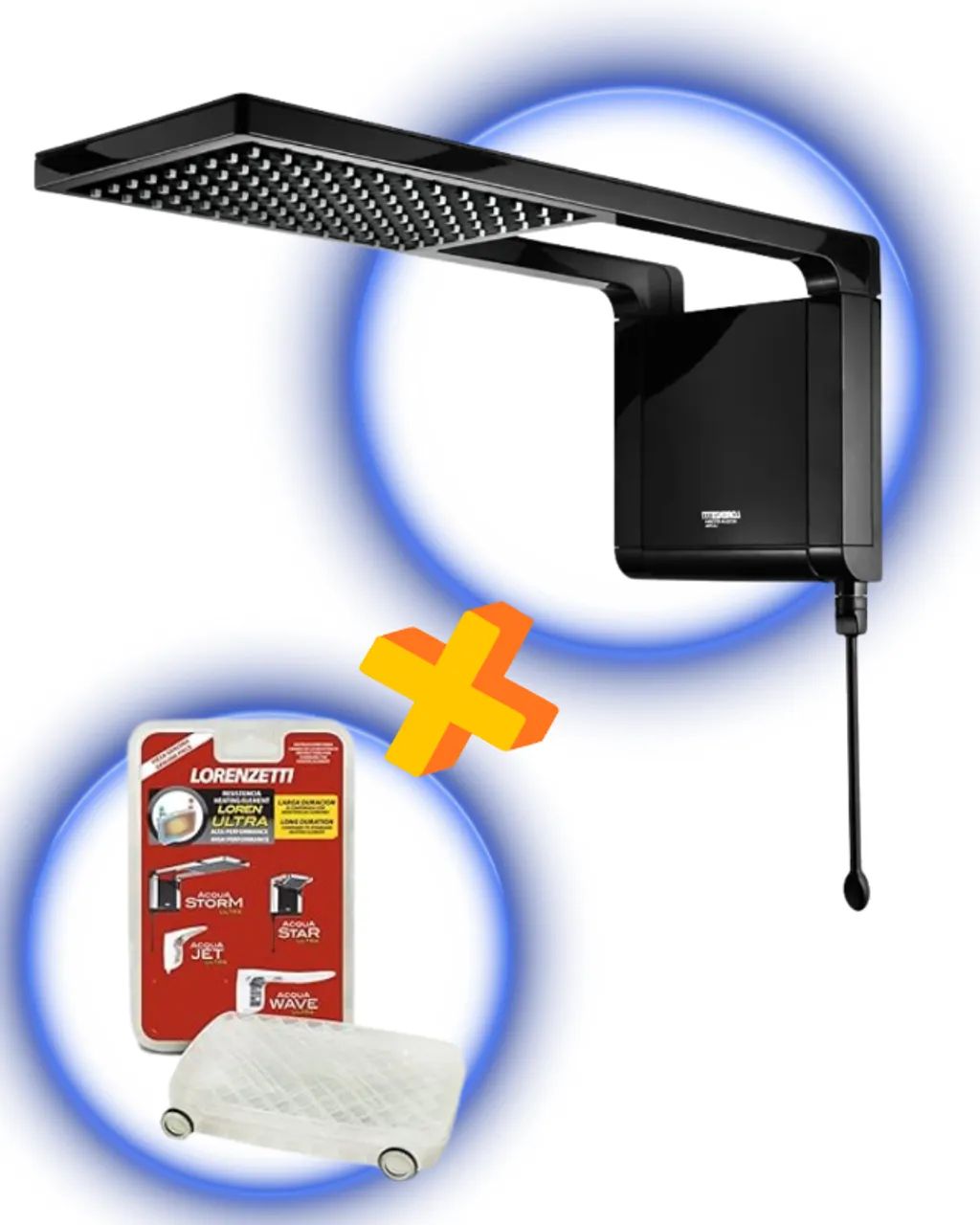 KIT DE BANHO CHUVEIRO ELÉTRICO LORENZETTI ACQUA ULTRA STORM PRETO 7800W 220V + RESISTÊNCIA - Foto 2