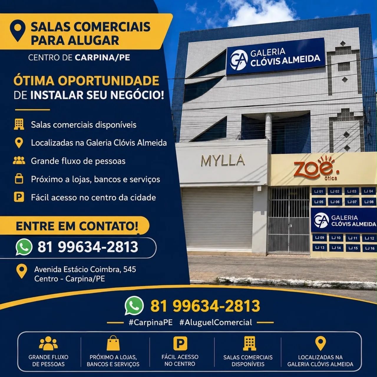 Aluga se salas comercias e um apartamento