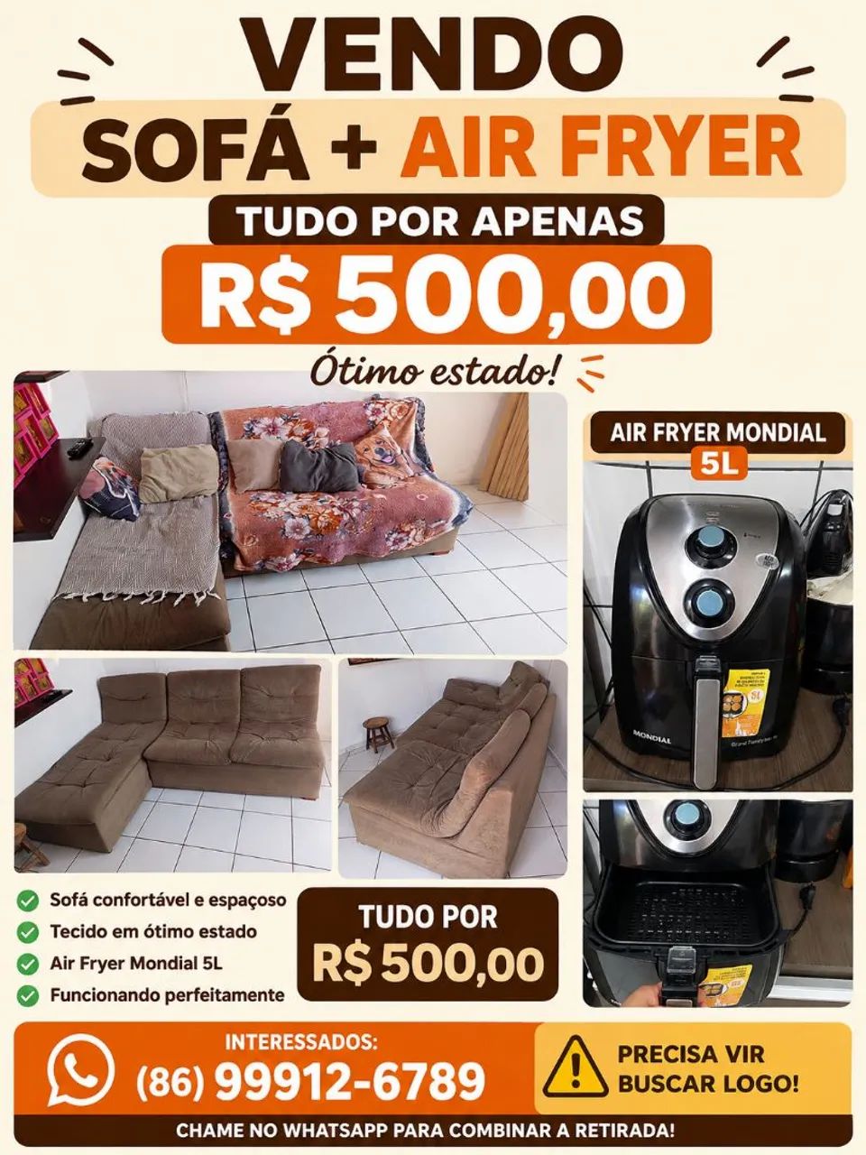 Vende se sofá+ Airfryer em ótimo estado de uso !!