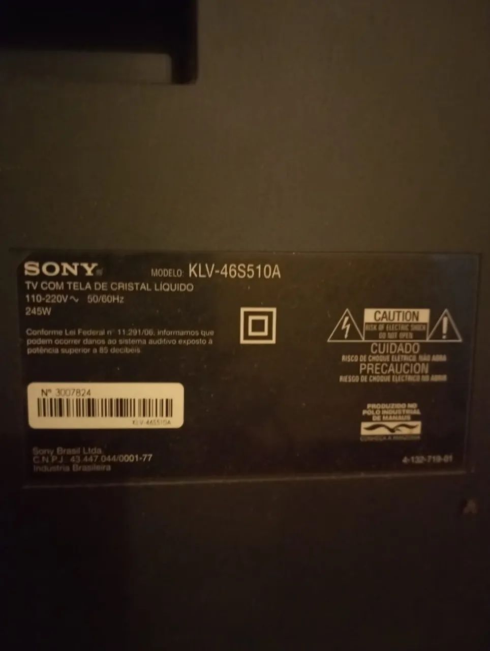 TV SONY 46" Tela para reposição