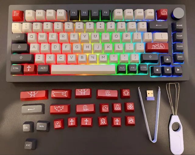 Teclado mecanico sem fio Akko 5075b plus v2 Dracula