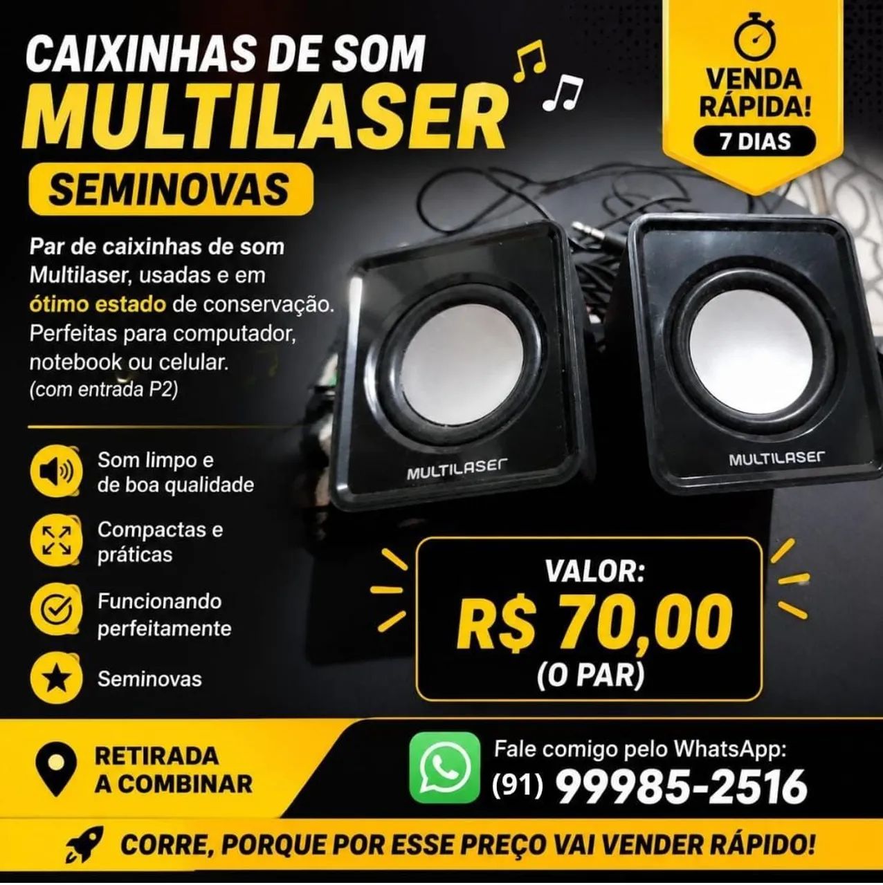 Caixa de som Multilaser seminova (par)
