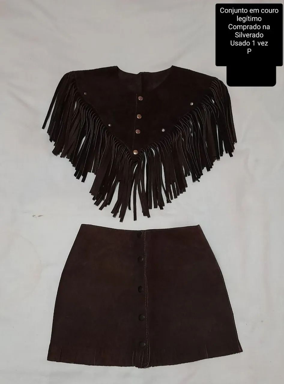 Conjunto country em couro legítimo P