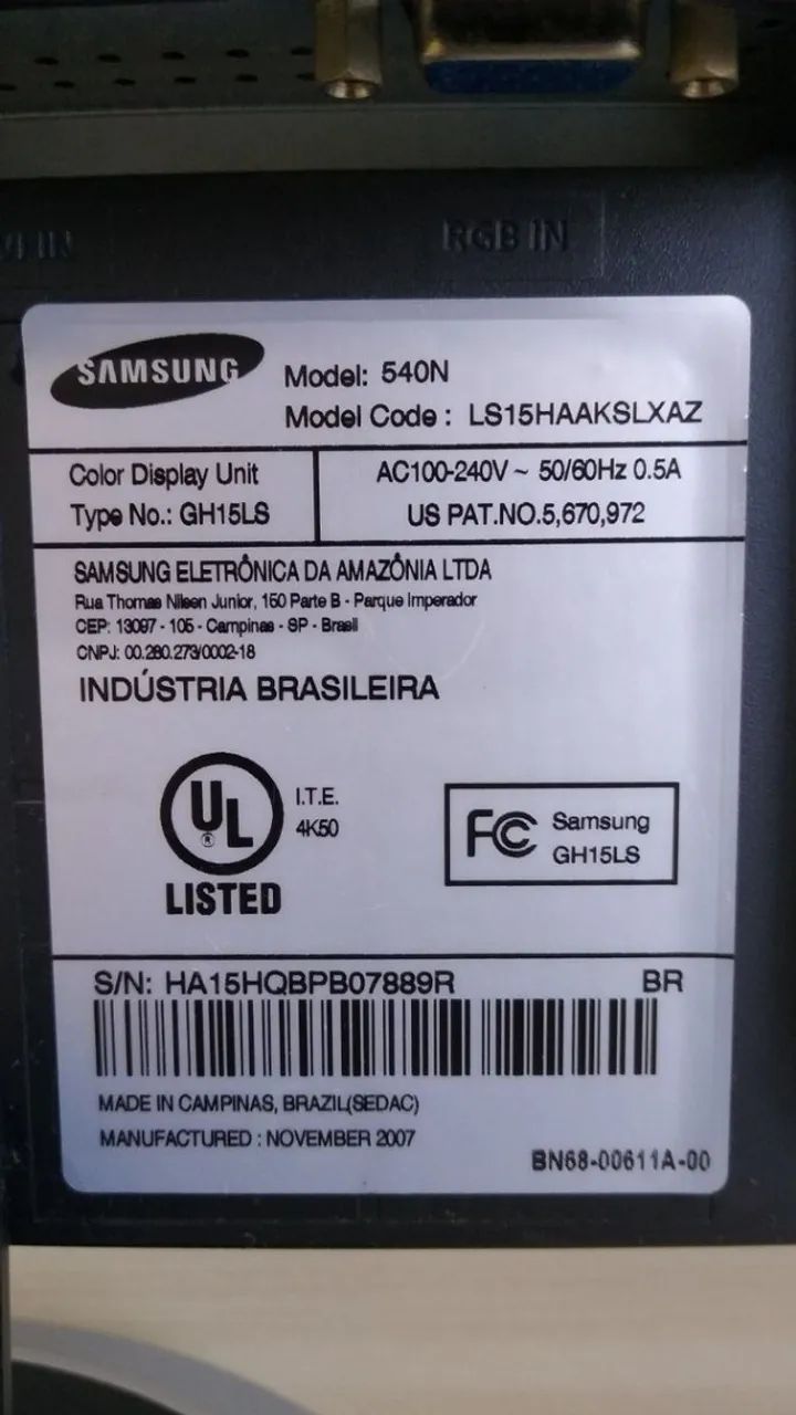 Monitor Samsung 15 Pol. Syncmaster 540n Lcd (Usado) - Foto 4