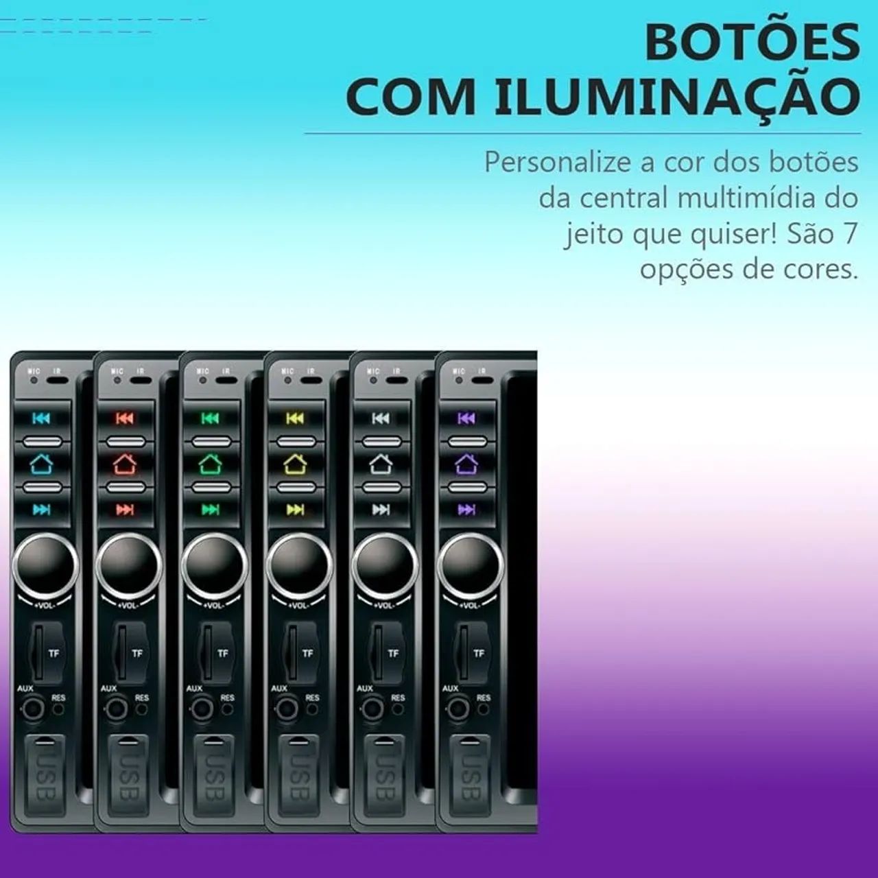 Central Multimídia Mp5 7Pol Capacitiva 2Din Espelhamento IOS Android BT USB Universal - Foto 4