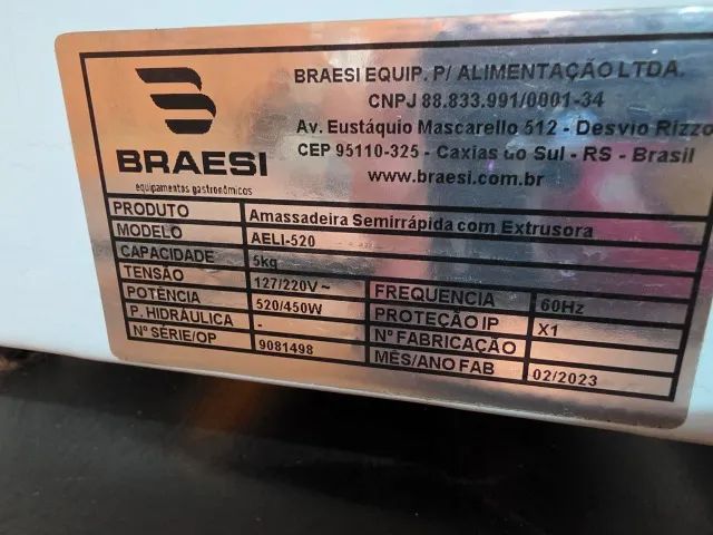 Amassadeira Semi Rápida C/ Extrusora Braesi AELI-520 5kgs - Foto 2