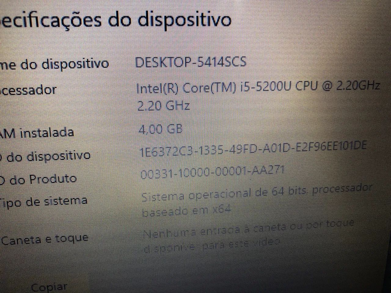 Notebook Lenovo ( i5 5 geração) 