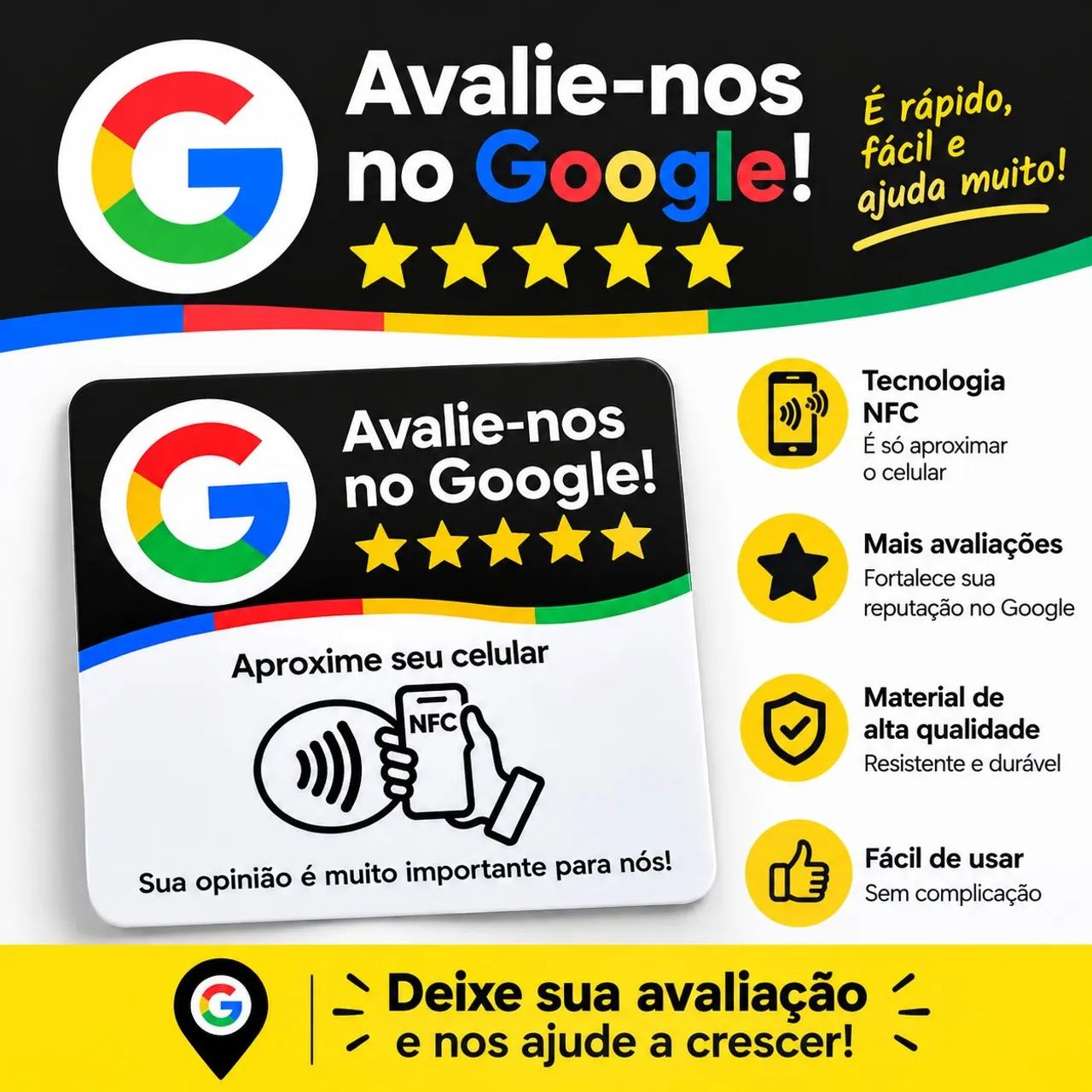 ? Plaquinha de Avaliação no Google com NFC - NTAG215 - Foto 3