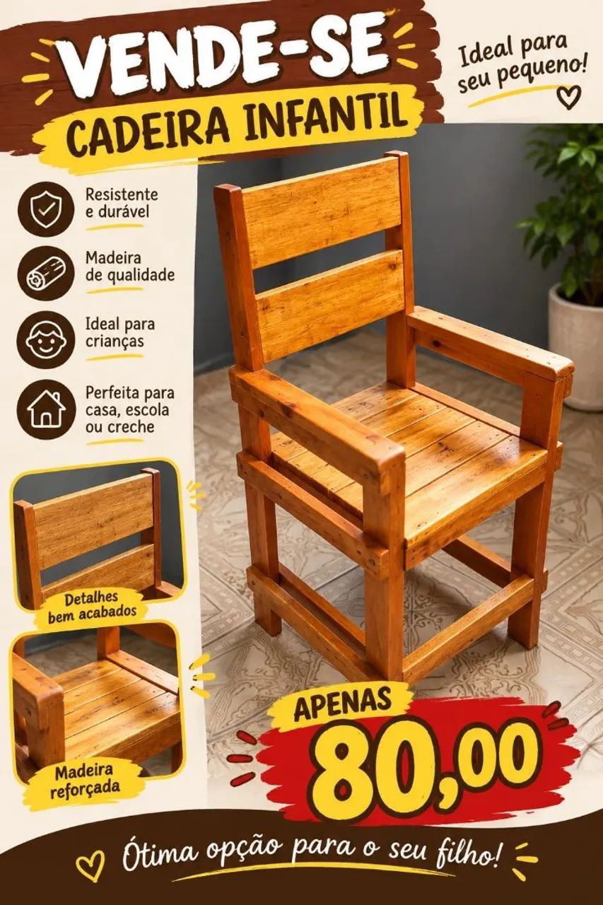 Cadeira infantil madeira 