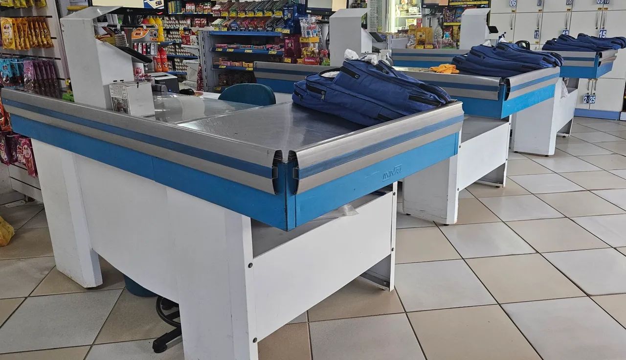 2 caixa pdv de supermercado/ mercado azul para atendimento 