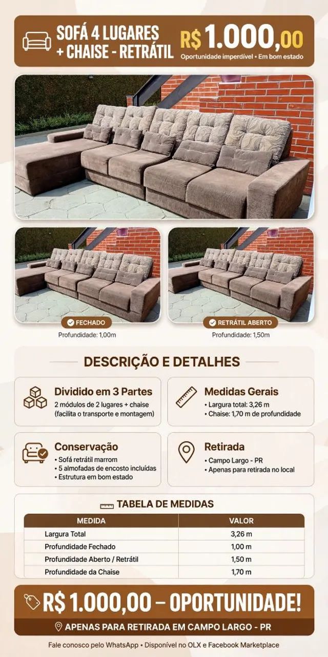 Conjunto estofado 4 lugares mais chaise