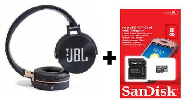 Kit Fone De Ouvido Bluetooth Jbl JB950 + Cartão 8gb+ Cabo P2xp2