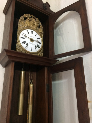 Relogio Pedestal Frances Antigo Completo Em Madeira E Bronze Perfeito - Foto 4