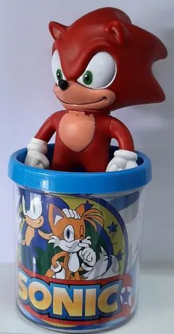 Boneco Sonic Vermelho Collection Com Caneca Personalizada - Super