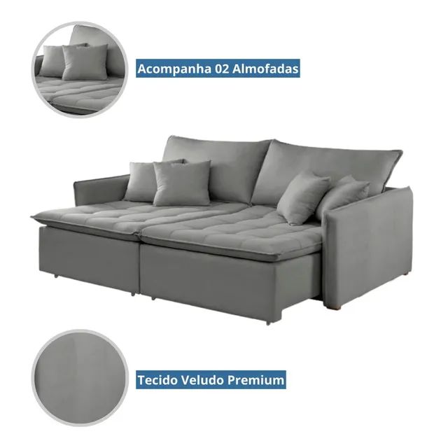 Sofá sem caixa New  Madri 2,20 mts