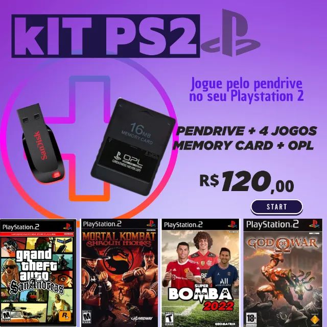 KIT PENDRIVE 128GB + MEMORY CARD 8MB + OPL JOGOS PS2 - Infotech Store