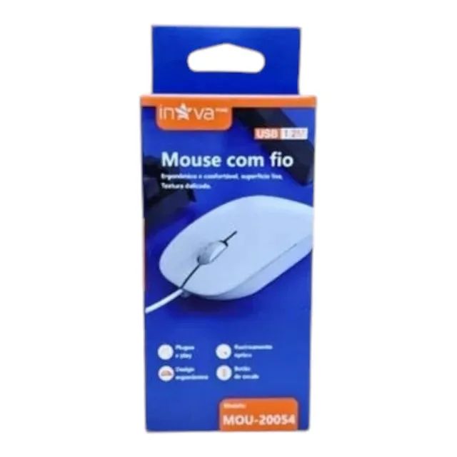 MOUSE COM FIO BRANCO INVA MOU 20054