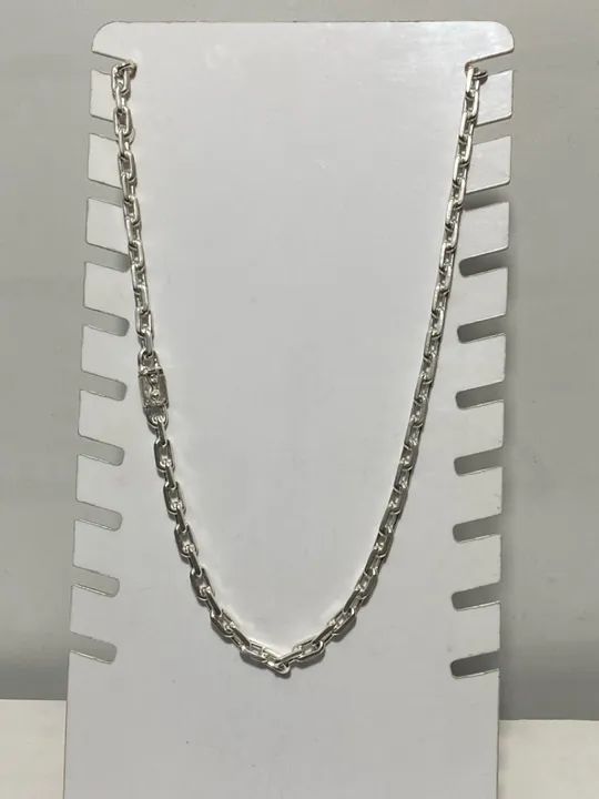 Cordão de prata 925 - 99g cadeado maciço 7mm  60cm fecho gaveta