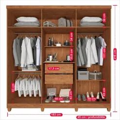  Guarda Roupa Portugal Frison Casal 6 Portas 2 Gavetas Imop - Foto 2