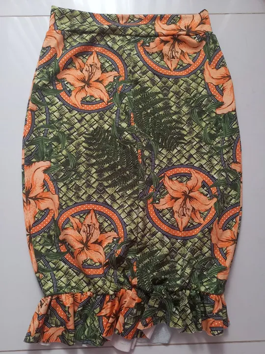 Saia Floral Laranja e Verde