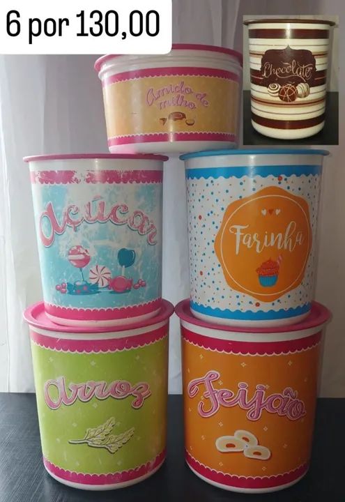 Jogo de potes de plastico decorados para cozinha - Foto 2