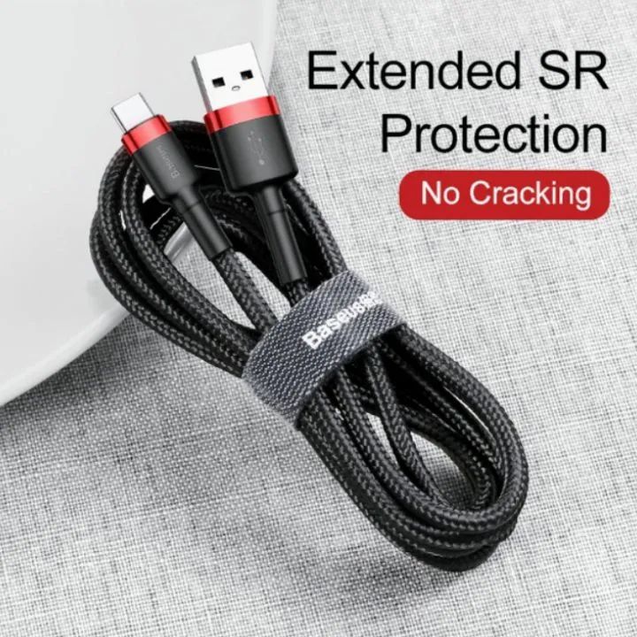 Cabo Baseus Reforçado Carga Rápida 3.0 USB-A/Tipo-C (1 ou 2 Metros - Foto 2