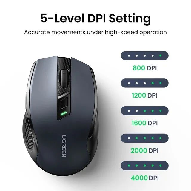 Mouse Wireless 2.4G e Bluetooth 5.0 com 4.000 DPI Ugreen - R$169 a vista - Foto 2