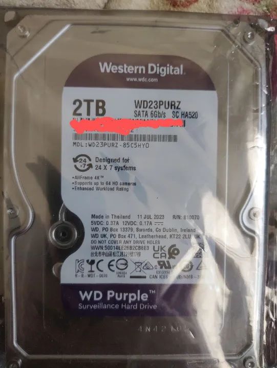 HDs 2tb purple original Intelbras wd23purz 