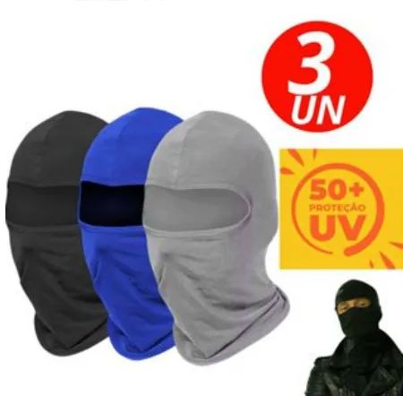 Kit com 3 Toucas Ninja/Balaclava com proteção UV Motoqueiro Moto Bike Ciclista z950