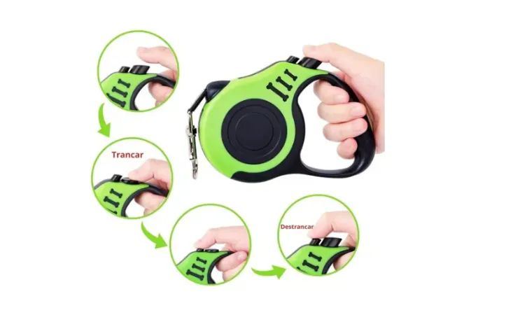 Coleira Guia Retrátil Pet Cachorros Gatos - Foto 5
