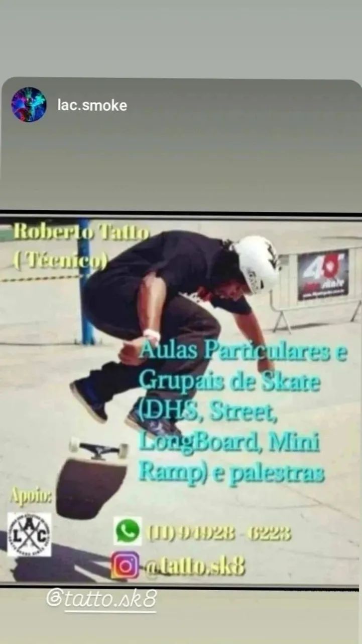 Aulas de Skate com Roberto Tatto