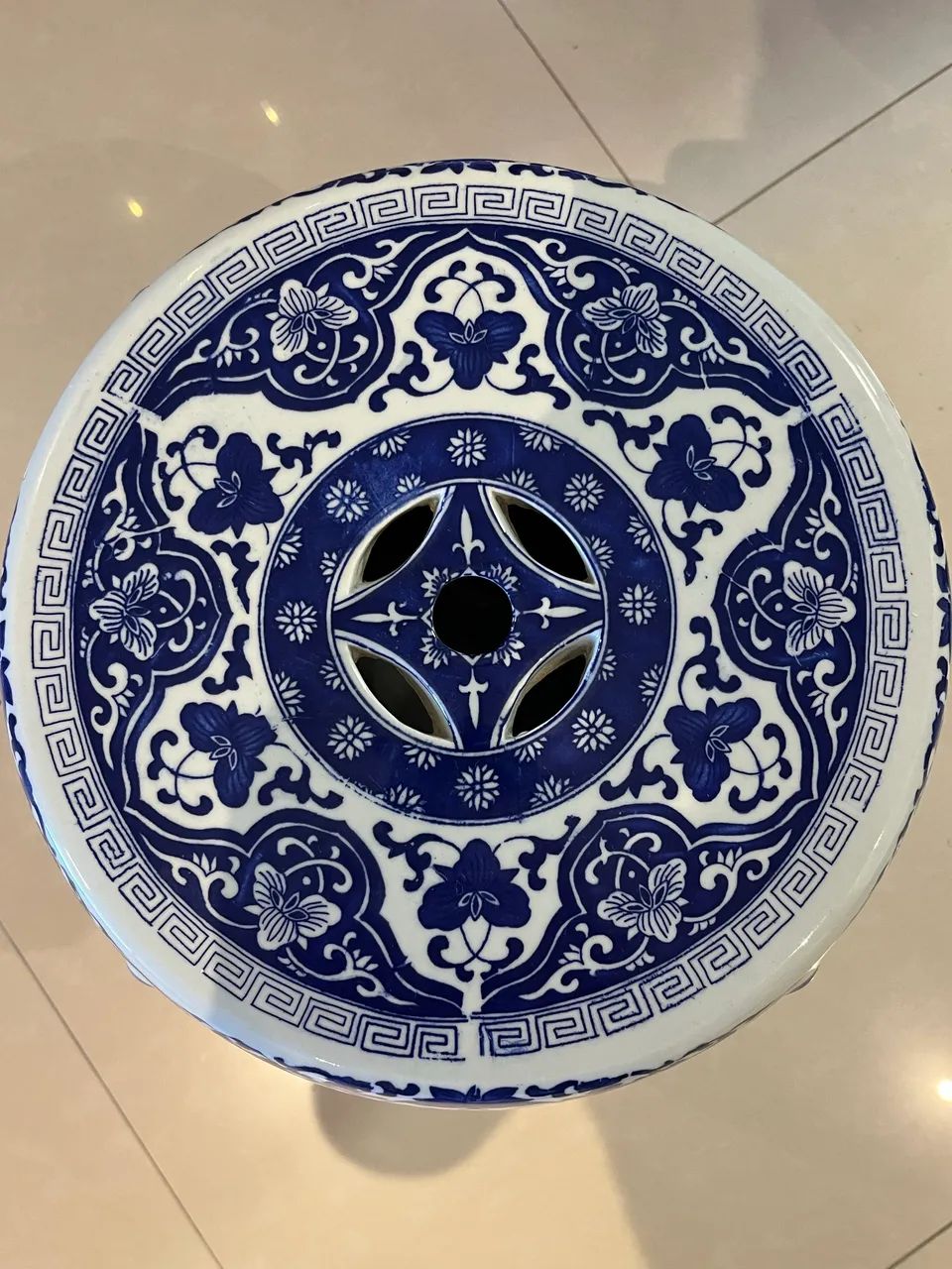 Seat Garden - Cerâmica - Branco e Azul - Foto 4