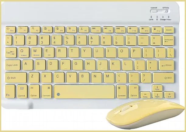 Mini Teclado ultra fino Recarregável e Mouse-Bluetooth-Cor Amarelo-Layout padrão americano - Foto 2