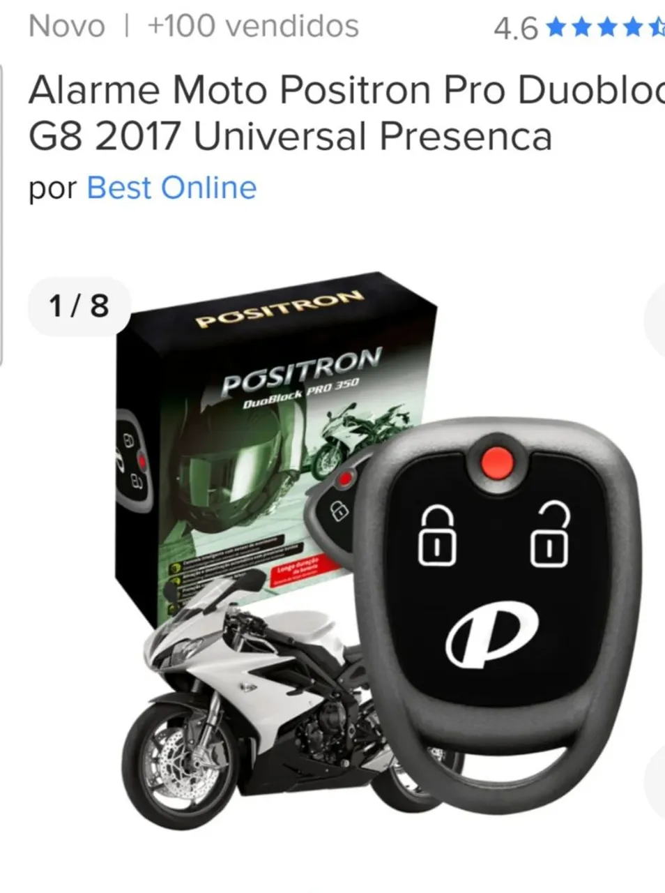 Alarme Moto Positron Pro Duobloc G8 2017 Universal