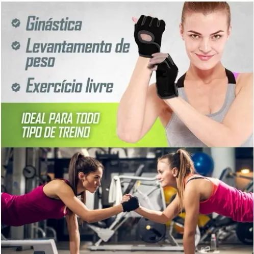 Luva  Para Academia  Treino Musculação Feminina Masculina com Velcro Ciclismo Ginástica