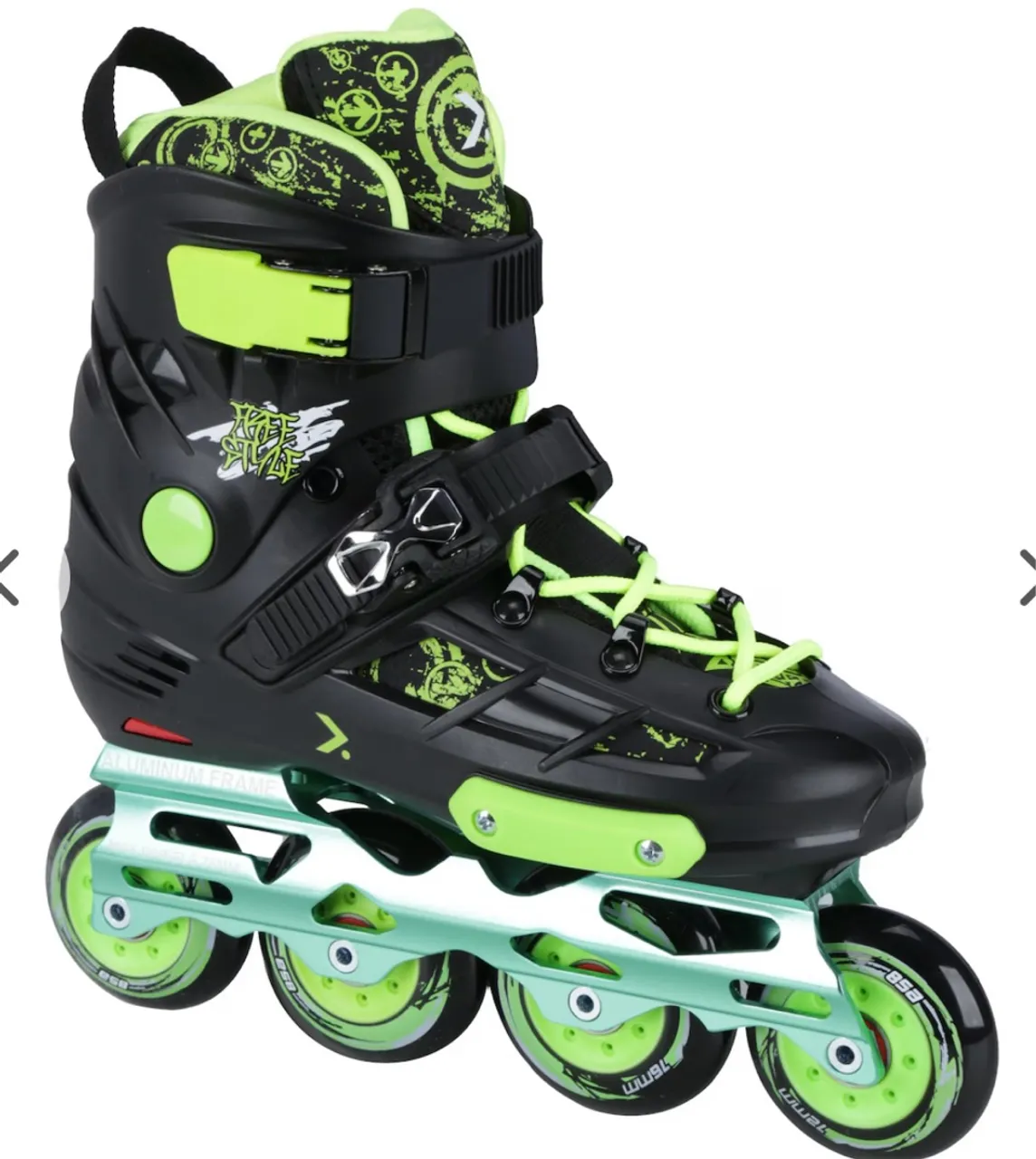 Patins Inline Radical - Preto e Verde Neon