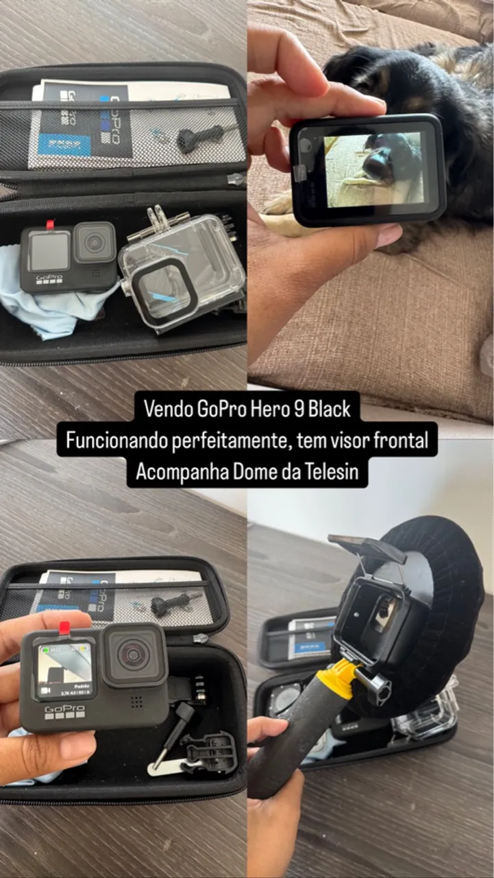 GoPro Hero 9 Black - Completa com Dome da Telesin